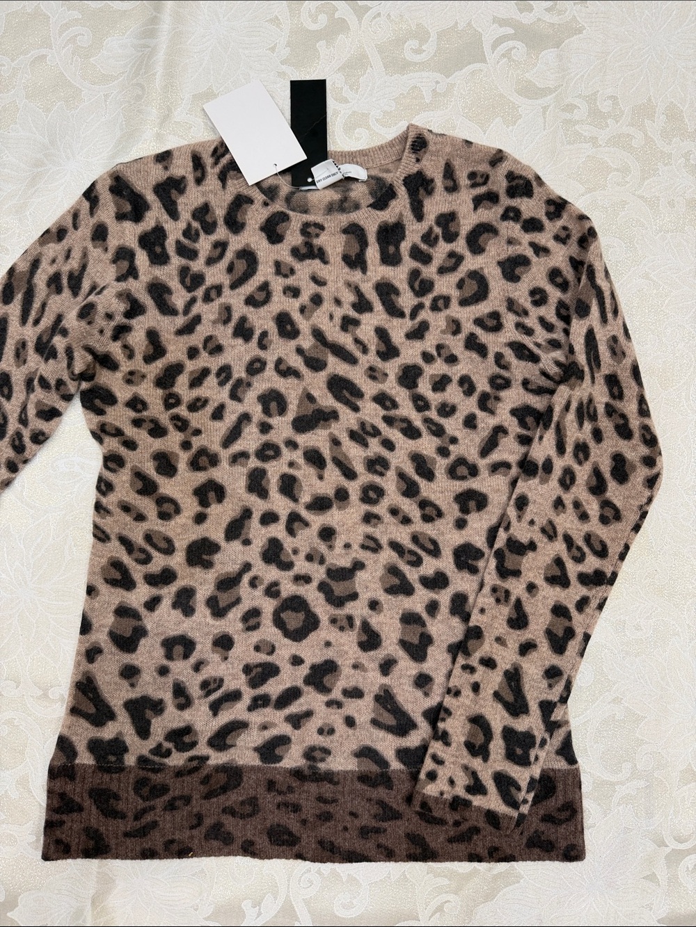 Magaschoni Leopard-Print Crewneck Sweater in Brown and Black